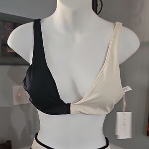 L*Space Black and Cream Two-Tone Bra